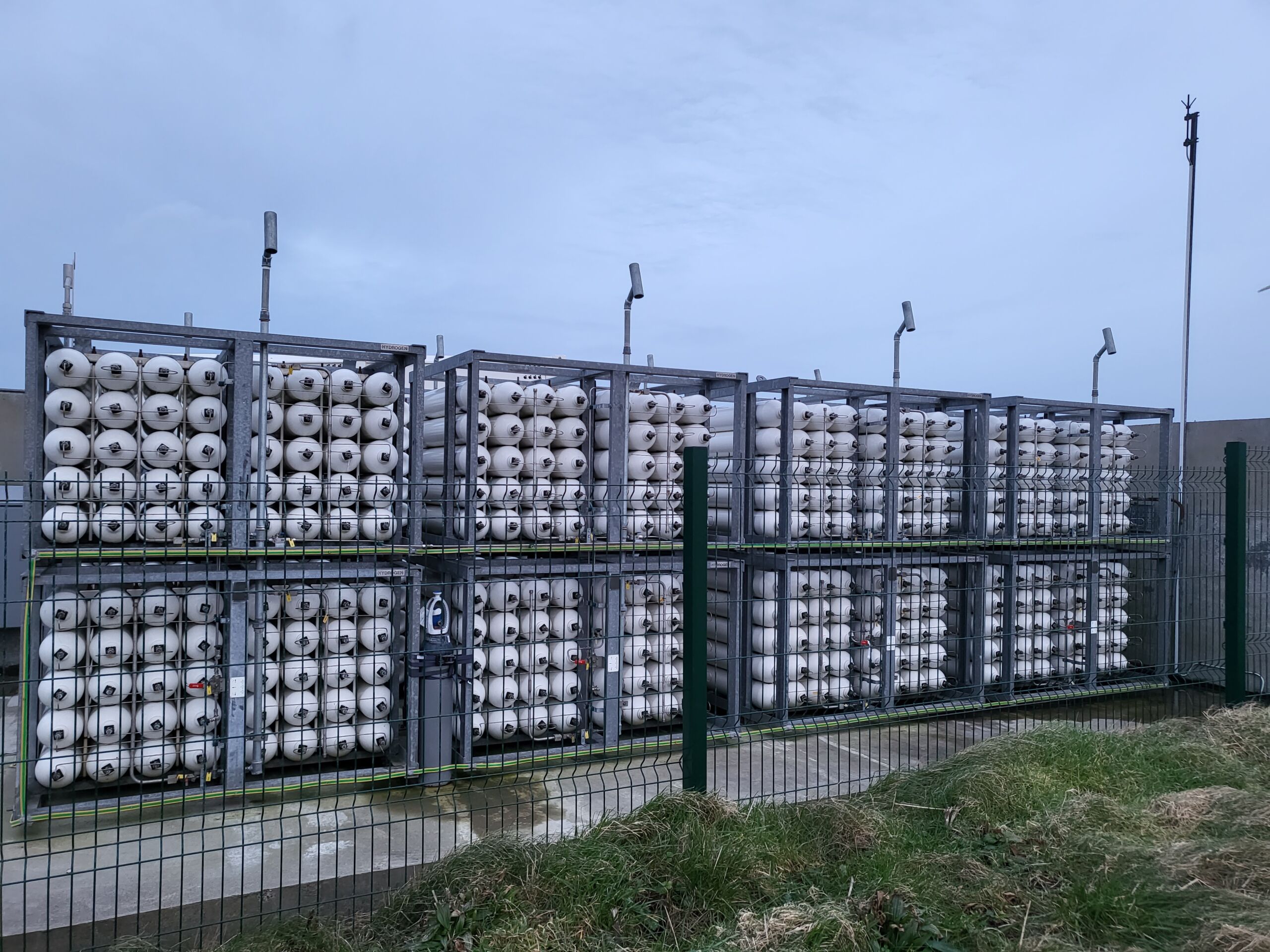 Five tonnes of hydrogen stored in cylinders ready for shipping